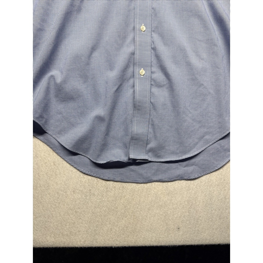 Lauren Ralph Lauren Mens 16 34/35 Classic Fit Blue Gingham Non Iron Dress Shirt - Picture 13 of 16